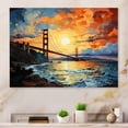 thumbnail image 1 of Designart "Golden Gateway Yellow Orange Bridge II" Bridges Metal Wall Art Prints, 1 of 1