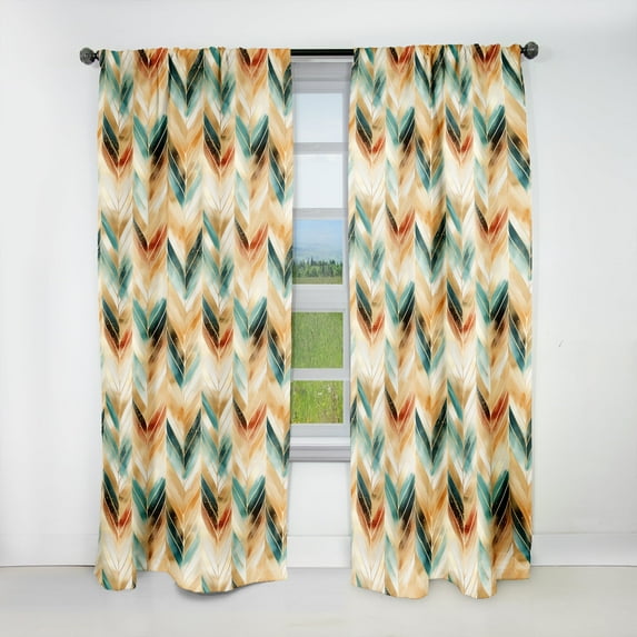 Designart "Golden Gilded Chevron Reverie" Chevron Blackout Curtain Single Panel