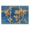 thumbnail image 1 of Designart 'Golden Glam World Map' Traditional Wall Clock, 1 of 5