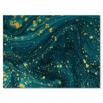 Designart ' Golden Glitter With Dark Blue Marble ' Modern Canvas Wall Art Print