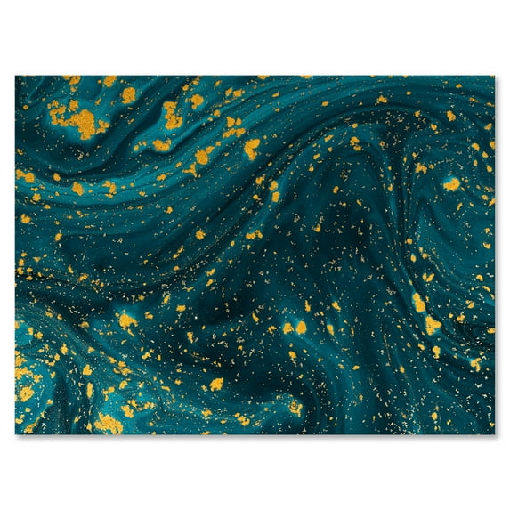 Designart ' Golden Glitter With Dark Blue Marble ' Modern Canvas Wall Art Print