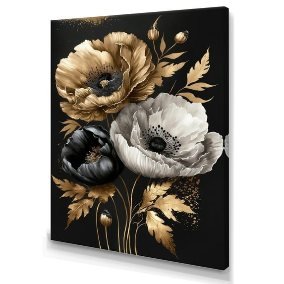Designart Golden Gothic Floral Bouquet I Canvas Wall Art