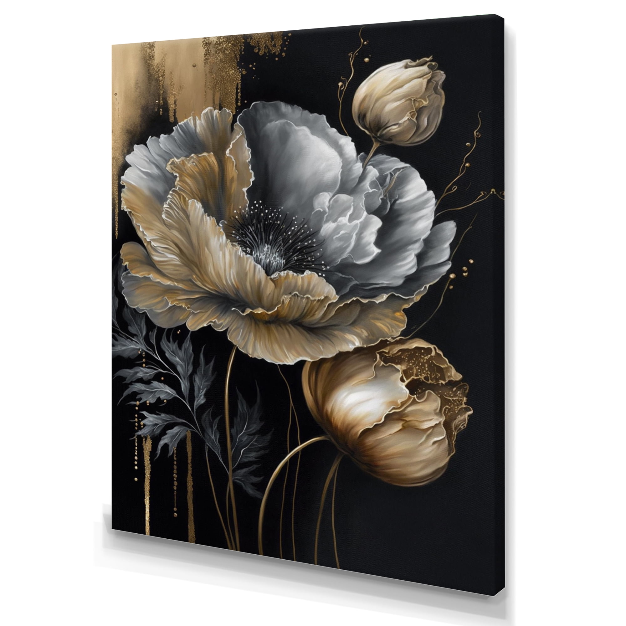 Designart Golden Gothic Floral Bouquet III Canvas Wall Art