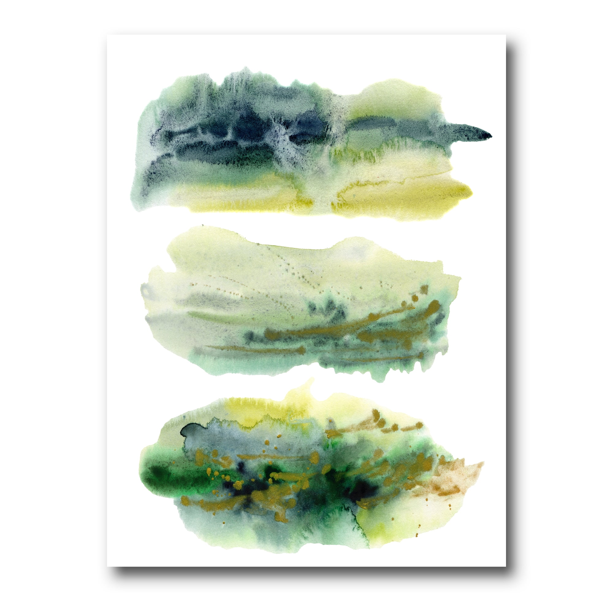 Designart ' Golden Green Abstract Clouds I ' Modern Canvas Wall Art Print
