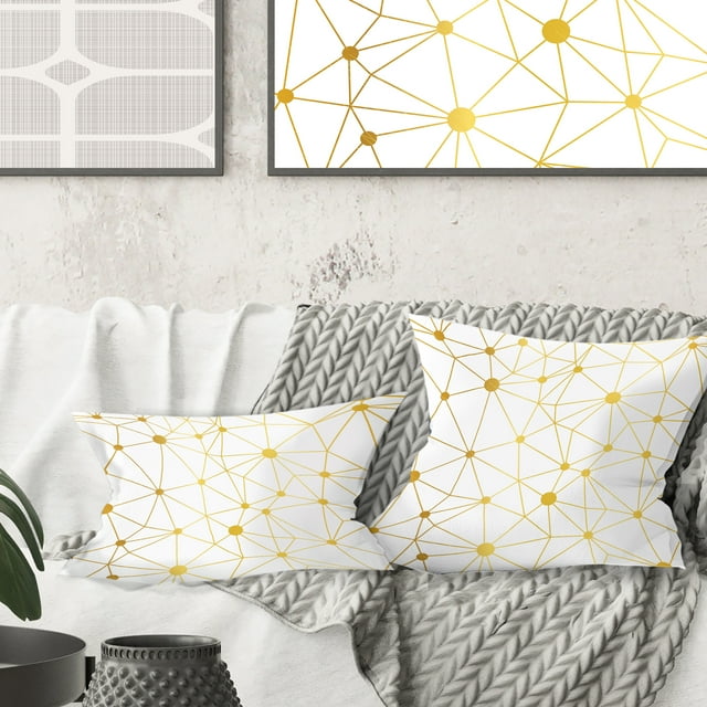 Designart Golden Grid I' Mid-Century Modern Throw Pillow - 16x16