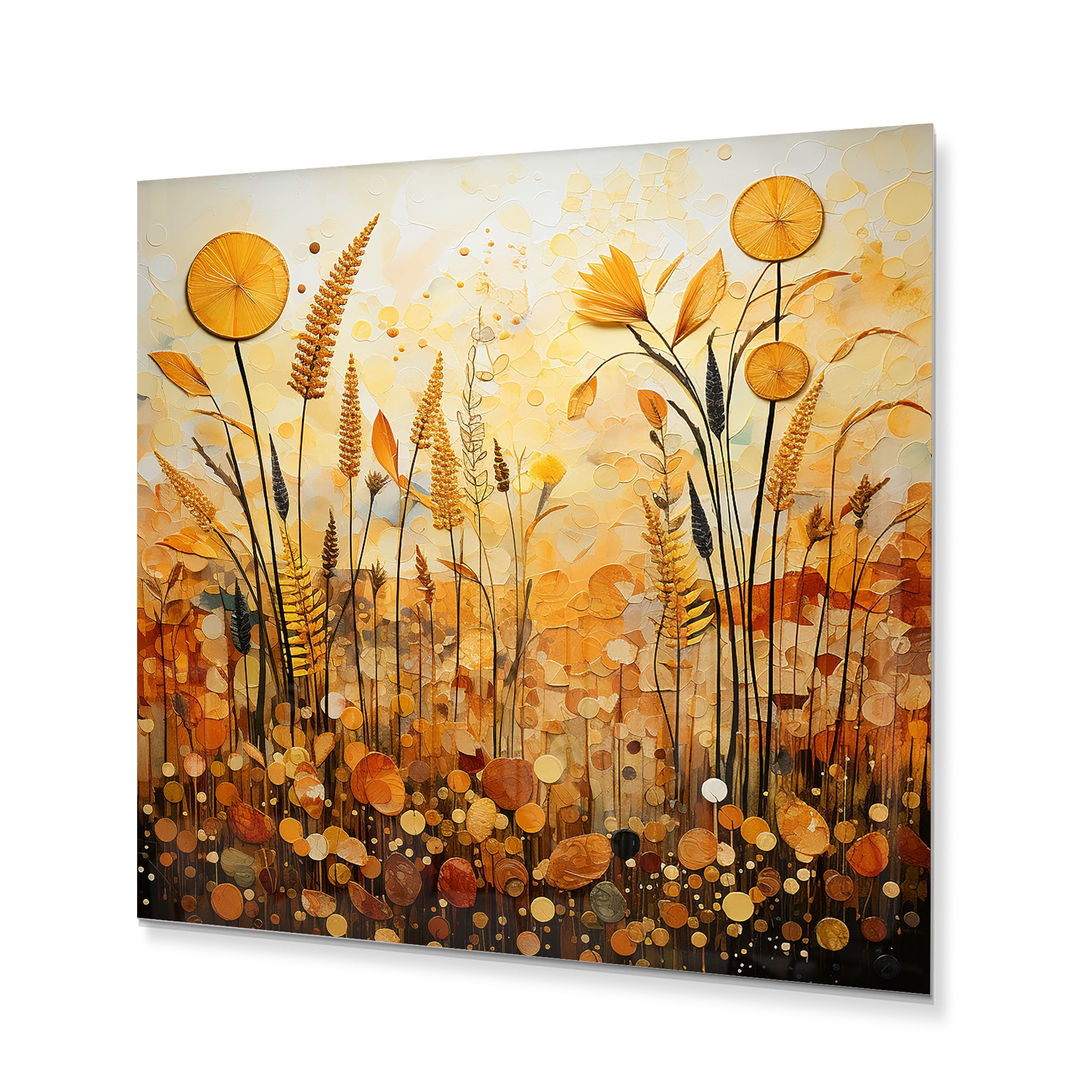 Designart "Golden Harvest Gold Orange wall decor" Abstract Collages