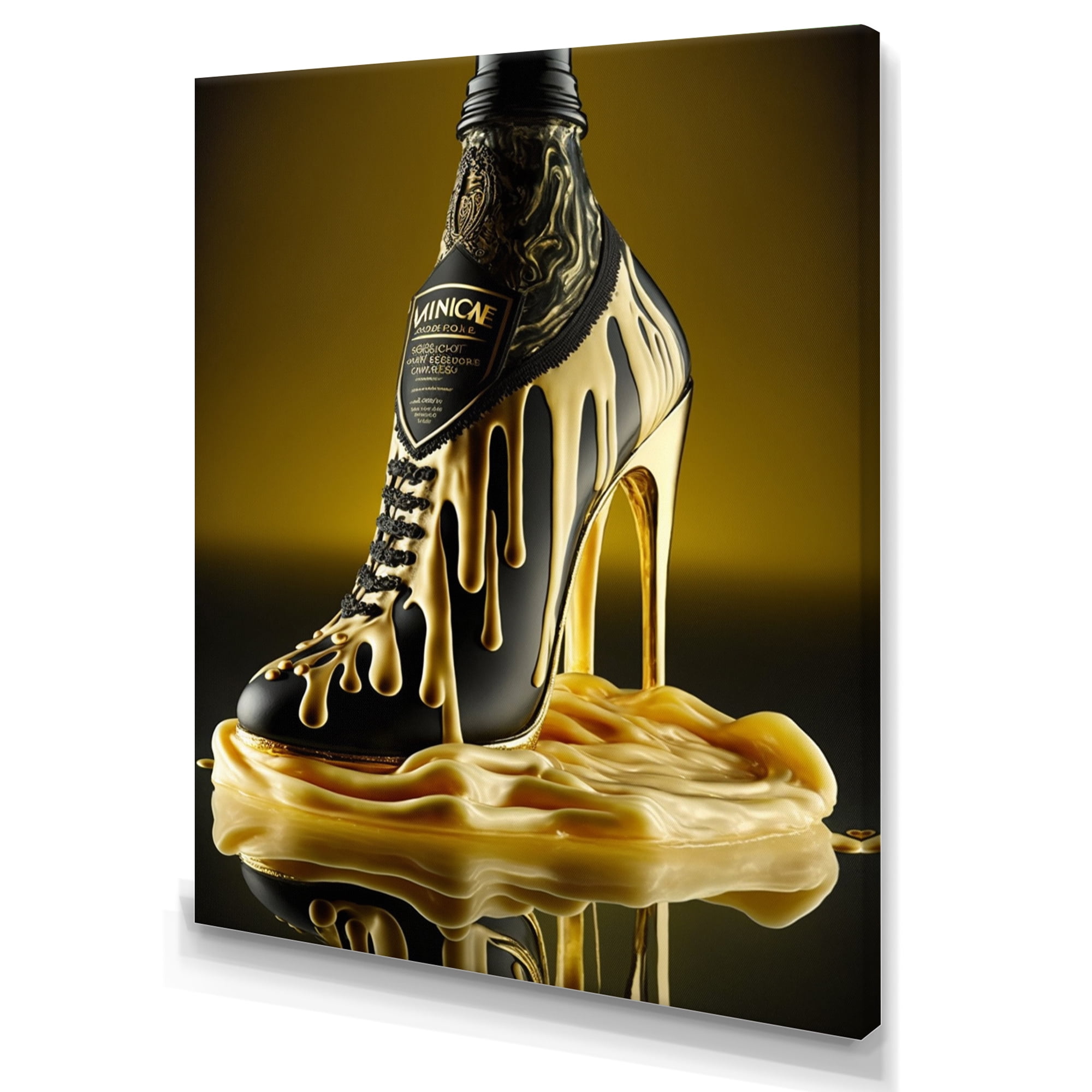 Designart Golden High Heels Irish Cream Canvas Wall Art