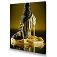 thumbnail image 1 of Designart Golden High Heels Irish Cream Canvas Wall Art, 1 of 5