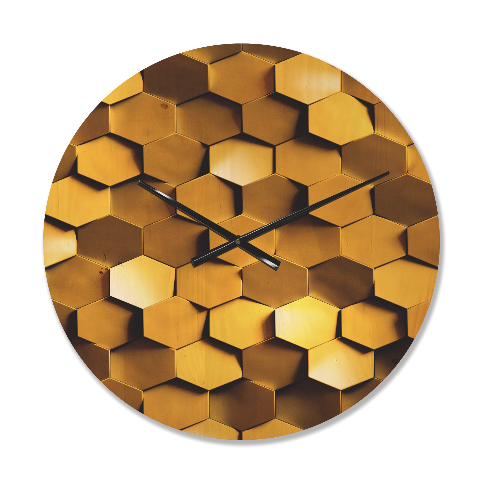Designart 'Golden Honeycomb Texture Wall ' Modern Wood Wall Clock