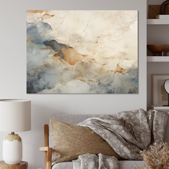 Designart "Golden Hued Mountain River Tranquility I" River Mountain Canvas Wall Art