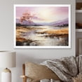 thumbnail image 1 of Designart "Golden Lakeside Majesty Purple and Gold Scenery I" Cottage Framed Wall Art Decor - Country Purple Lake Entryway Framed Wall Art Print, 1 of 6