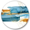 thumbnail image 1 of Designart 'Golden Laminaria Branch With Blue Underwater Plant' Modern Circle Metal Wall Art 23x23 - Disc of 23, 1 of 5