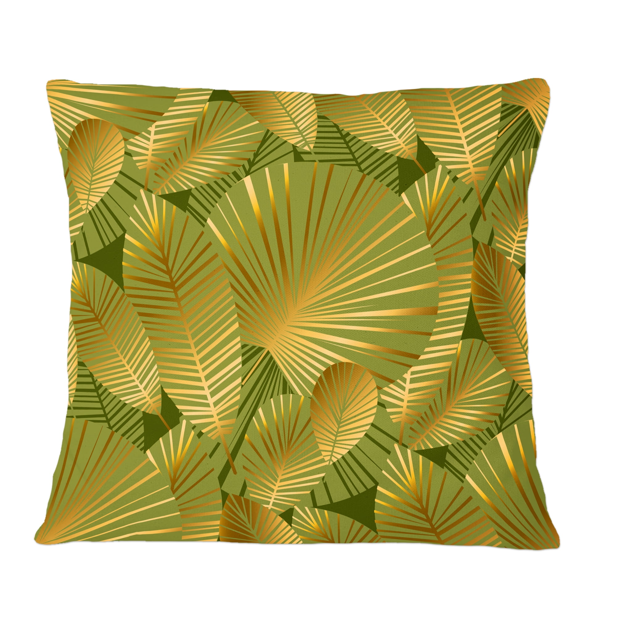 Designart Golden Leaves I' Mid-Century Modern Throw Pillow - 12x20