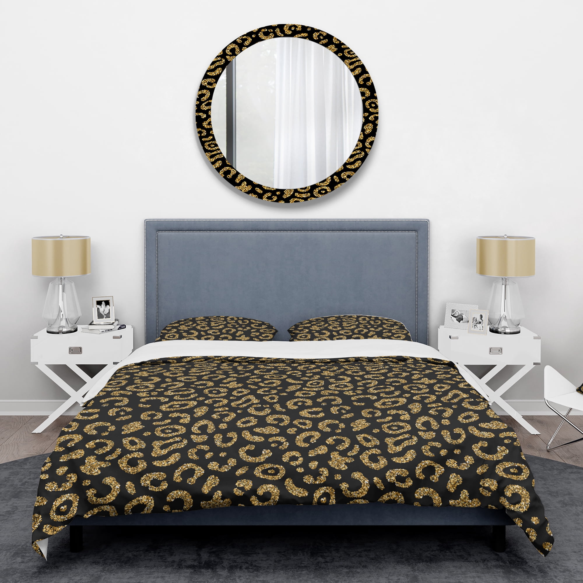 Designart 'Golden Leopard Fur' Mid-Century Modern Duvet Cover Set