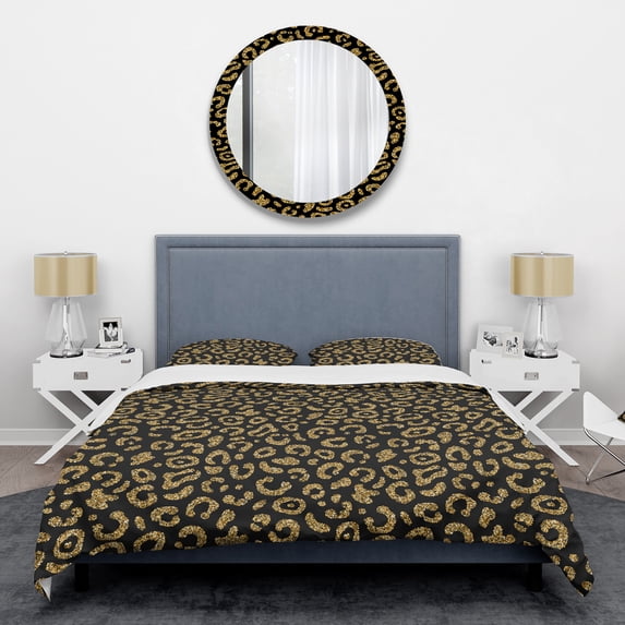 Designart 'Golden Leopard Fur' Mid-Century Modern Duvet Cover Set