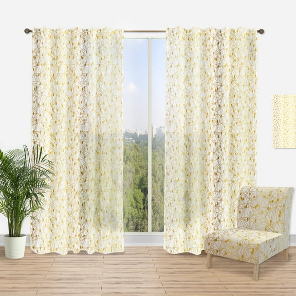 Designart 'Golden Lines Maze II' Mid-Century Modern Curtain Panel