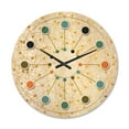 thumbnail image 1 of Designart 'Golden Lines Maze II' Mid-Century Modern Wood Wall Clock, 1 of 5