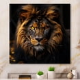 thumbnail image 1 of Designart "Golden Lion Midnight Regal Beauty" Animals Wall Art - Modern Gold Lion Entryway Wall Art, 1 of 6