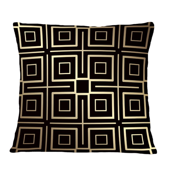 Designart Golden Luxury Metallic Geometrics XII' Mid-Century Modern Throw Pillow - 12x20