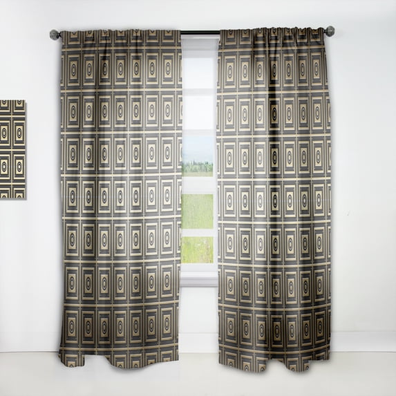 Designart 'Golden Luxury Metallic Geometrics XIII' Mid-Century Modern Curtain Panel