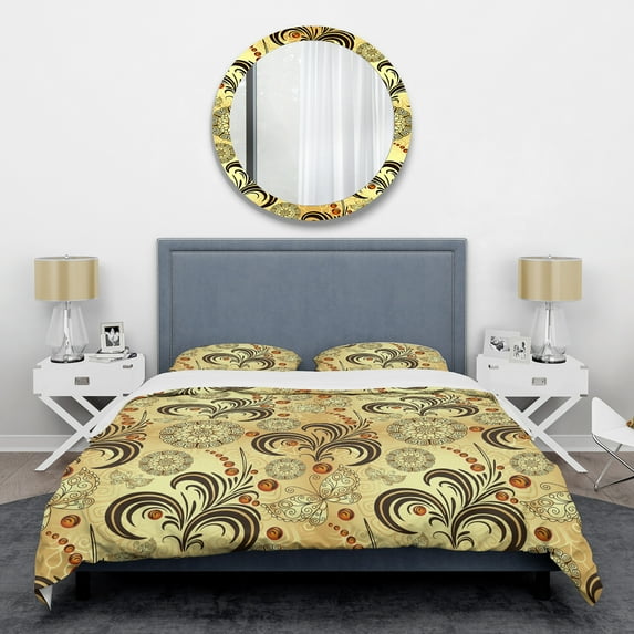 Designart 'Golden Luxury Pattern I' Mid-Century Modern Duvet Cover Set