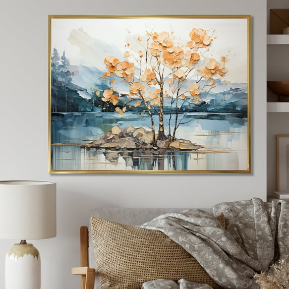 Designart "Golden Maple Splendor" Tree Maple Floater Framed Canvas Art Print