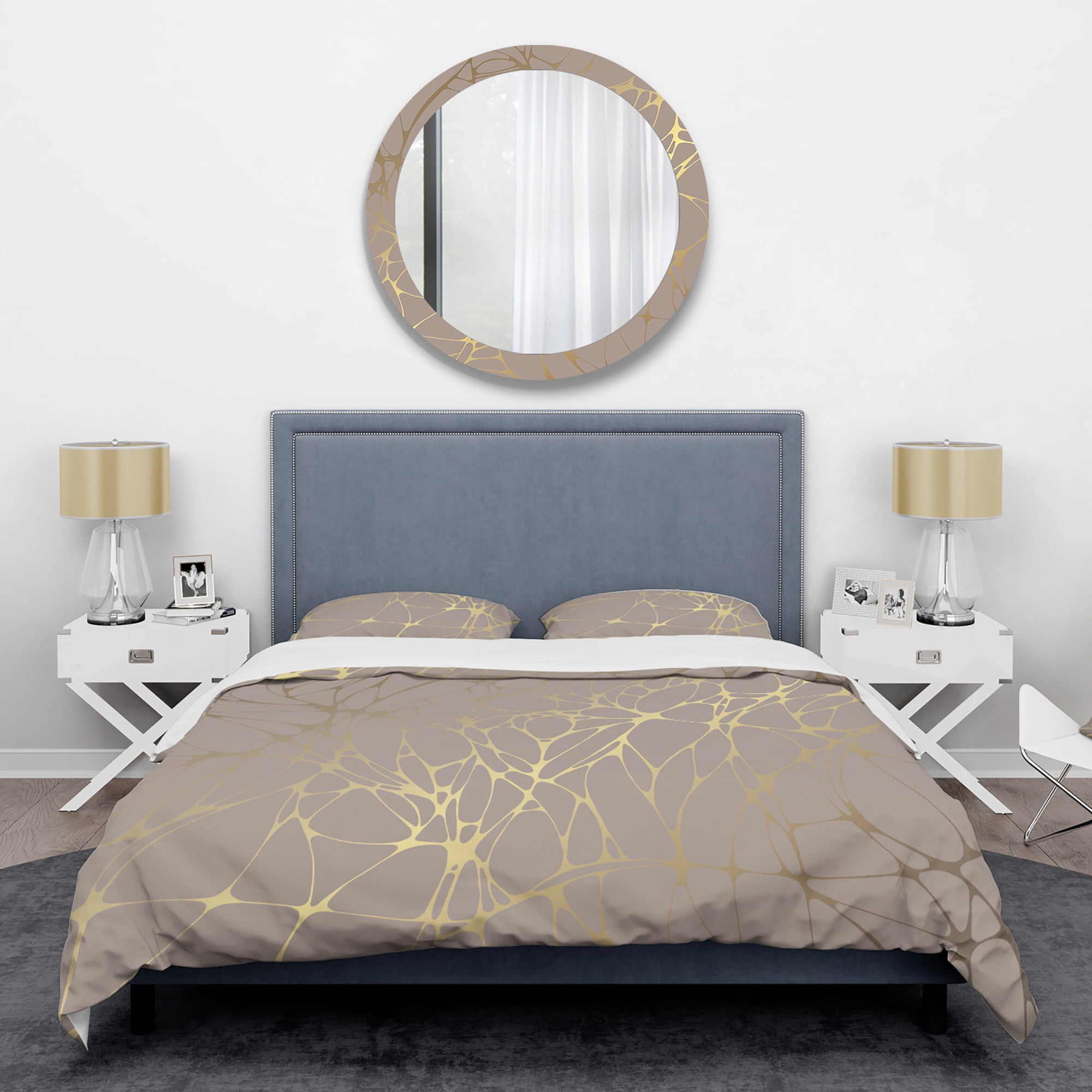 Designart 'Golden Marble Design II' Mid-Century Modern Duvet Cover Set