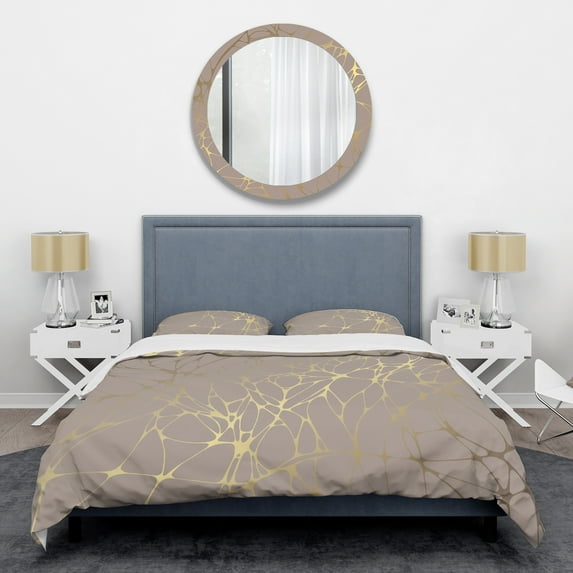 Designart 'Golden Marble Design II' Mid-Century Modern Duvet Cover Set