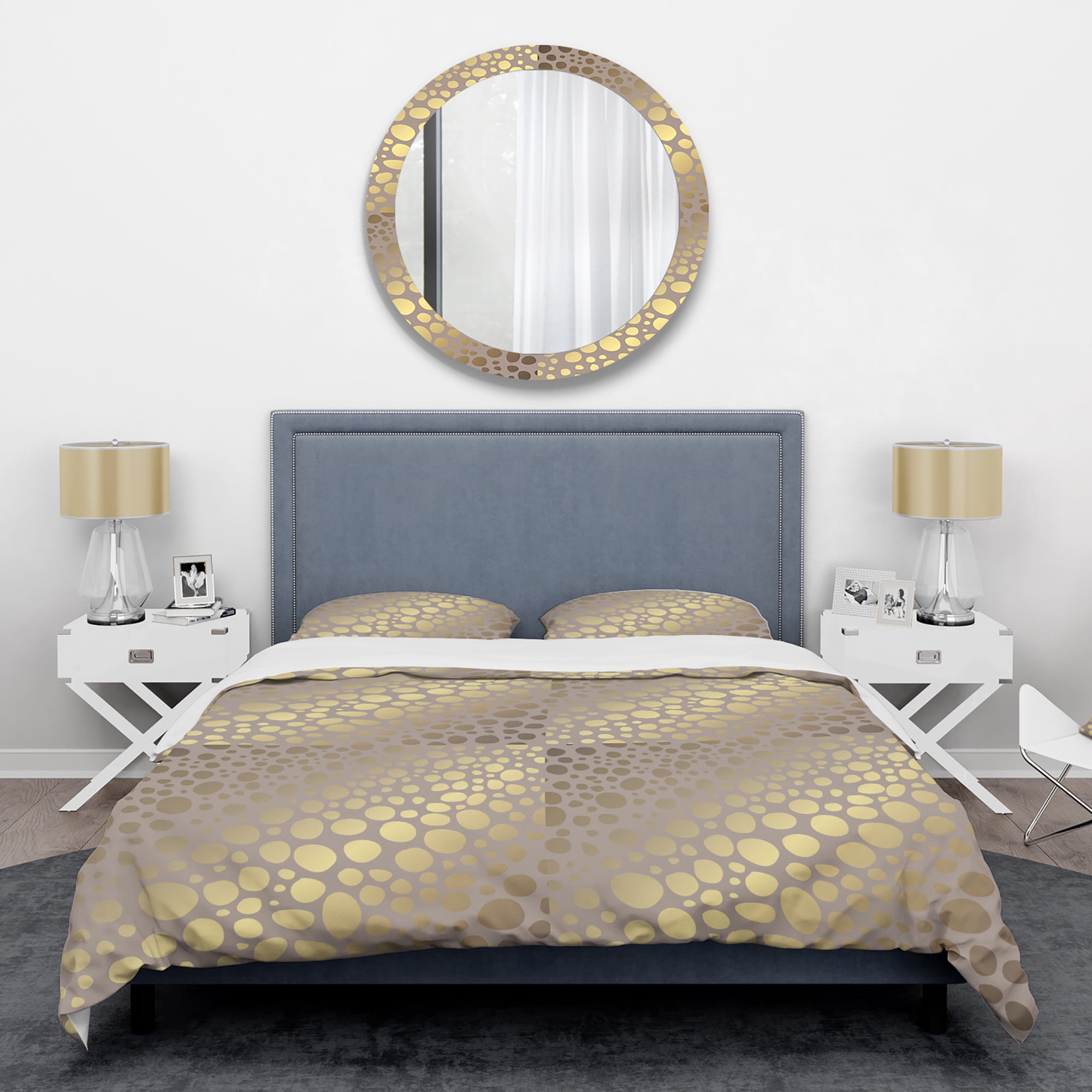 Designart 'Golden Marble Design III' Mid-Century Modern Duvet Cover Set