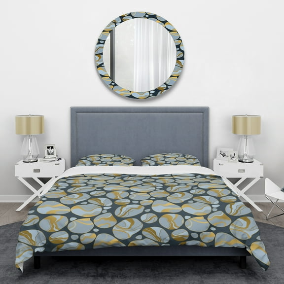 Designart 'Golden Marble Design IV' Mid-Century Modern Duvet Cover Set