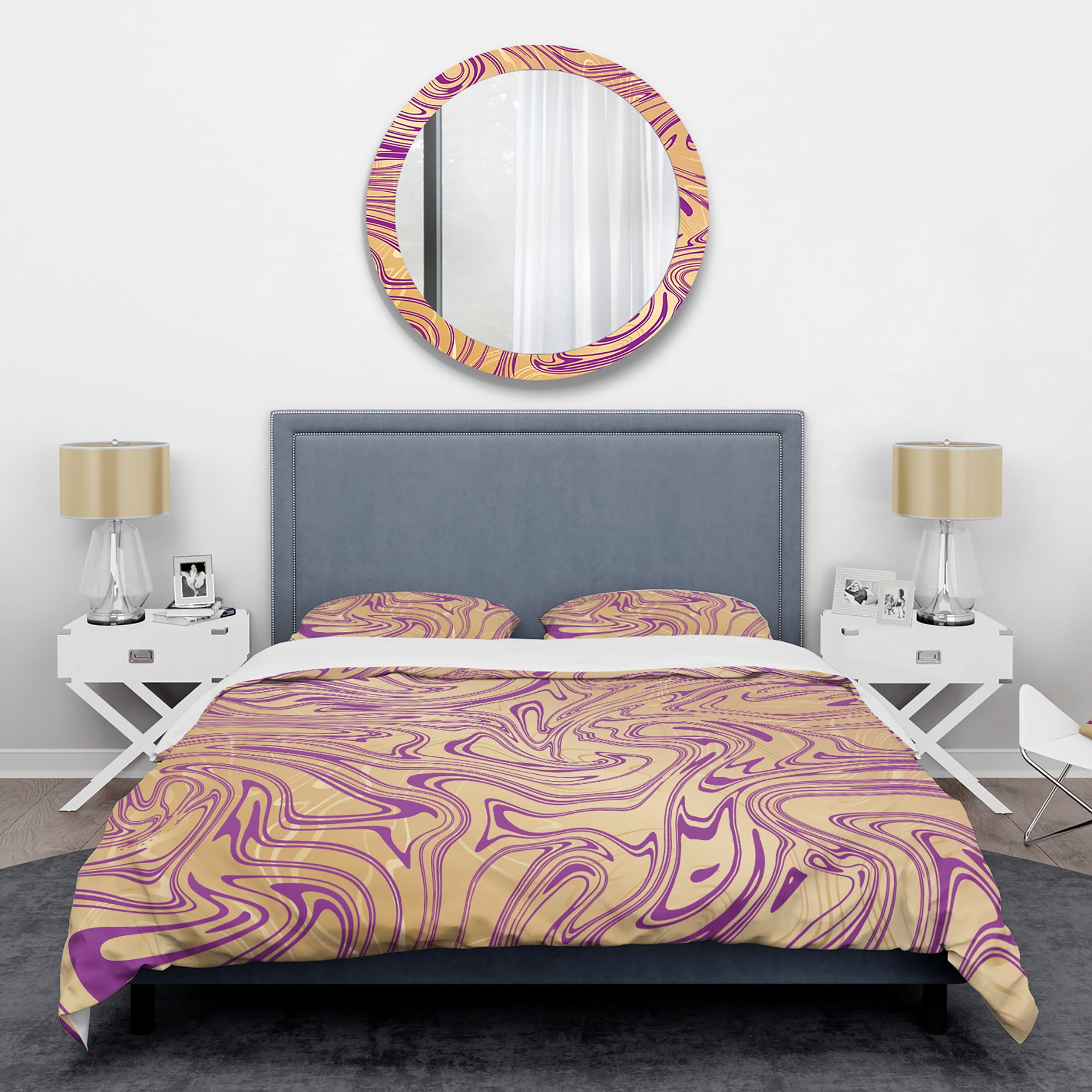 Designart 'Golden Marble Design V' Mid-Century Modern Duvet Cover Set