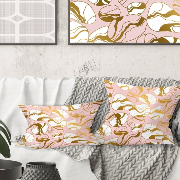 Designart Golden Marble II' Mid-Century Modern Throw Pillow - 16x16