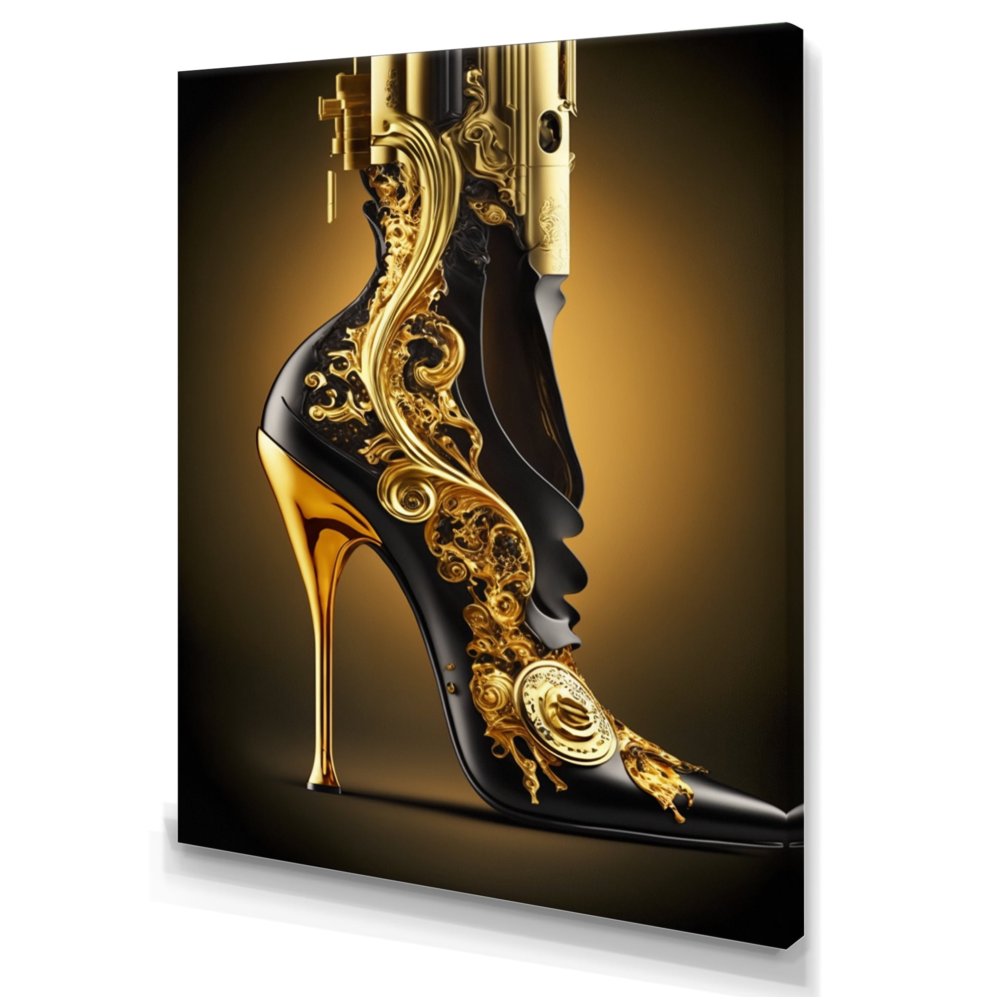 Designart Golden Mechanic High Heel III Canvas Wall Art