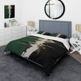 thumbnail image 1 of Designart "Golden Merge of Green and Black Ink II" Abstract Painting Bedding Covert Set - Abstract Green Modern Bed Set With 2 Shams, 1 of 5