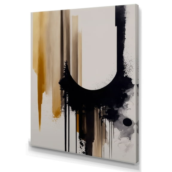 Designart Golden Minimalist Abstract I Canvas Wall Art
