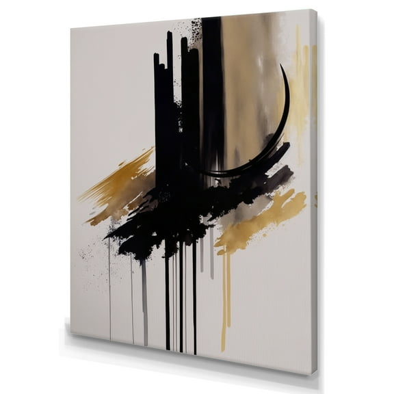 Designart Golden Minimalist Abstract III Canvas Wall Art