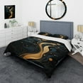 thumbnail image 1 of Designart "Golden Minimalistic Line Art in Black and Gold I" Abstract Bedding Covert Set - Abstract Gold Modern Bed Set With 2 Shams, 1 of 5