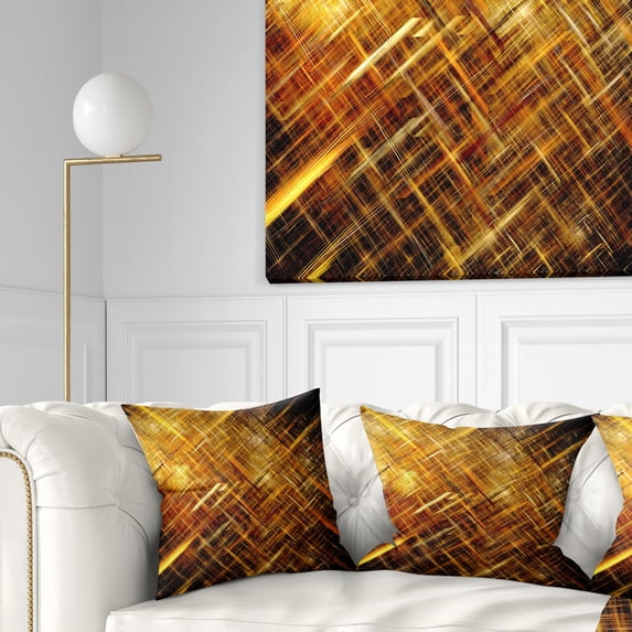 Designart Golden Mosaic Texture - Abstract Throw Pillow - 16x16