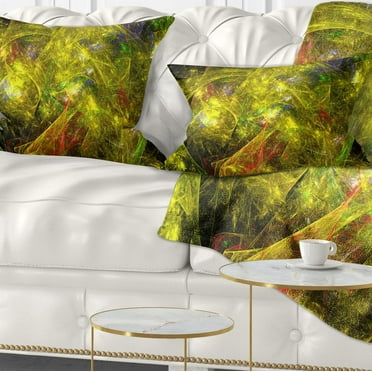 Designart Golden Mystic Psychedelic Texture - Abstract Throw Pillow - 12x20