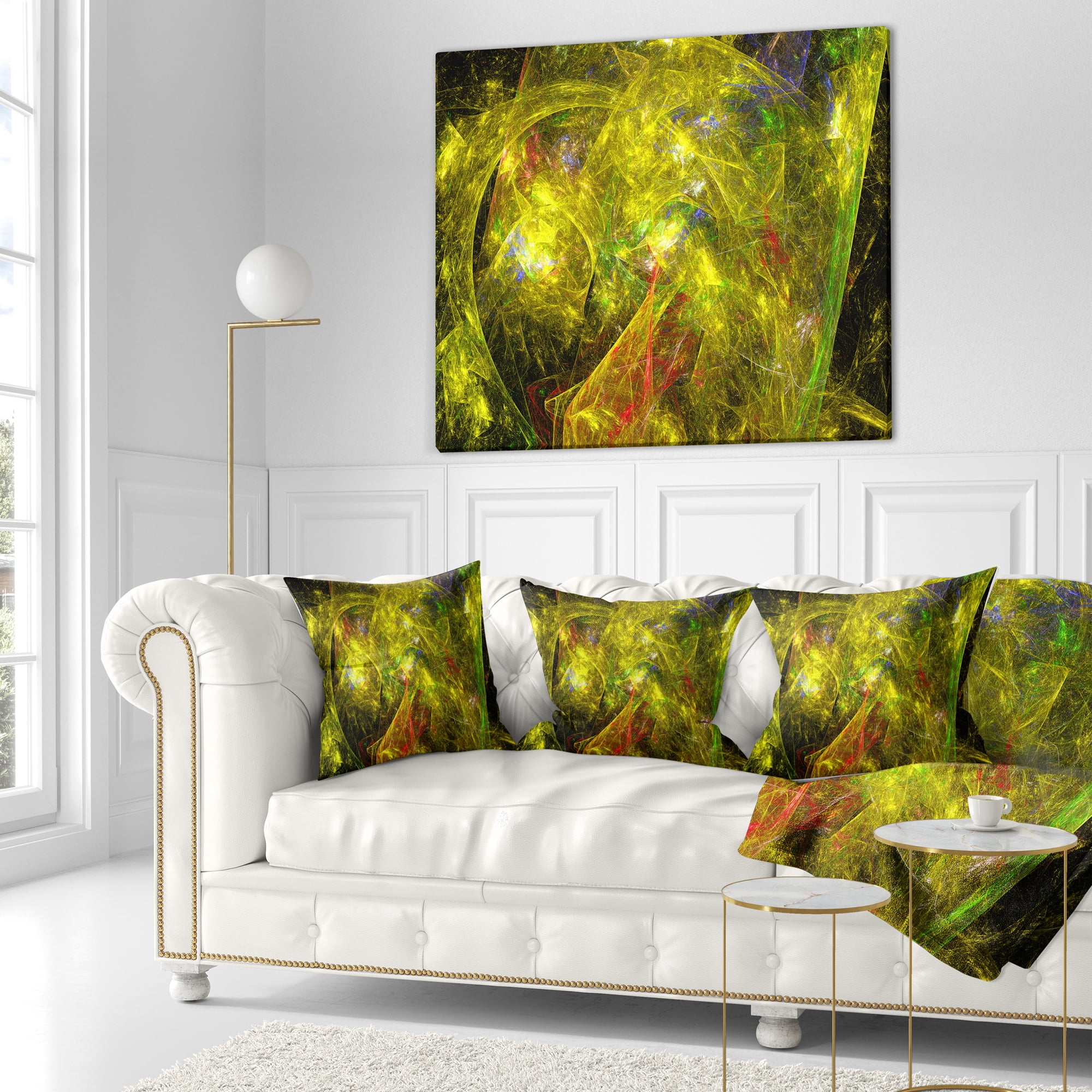 Designart Golden Mystic Psychedelic Texture - Abstract Throw Pillow - 18x18