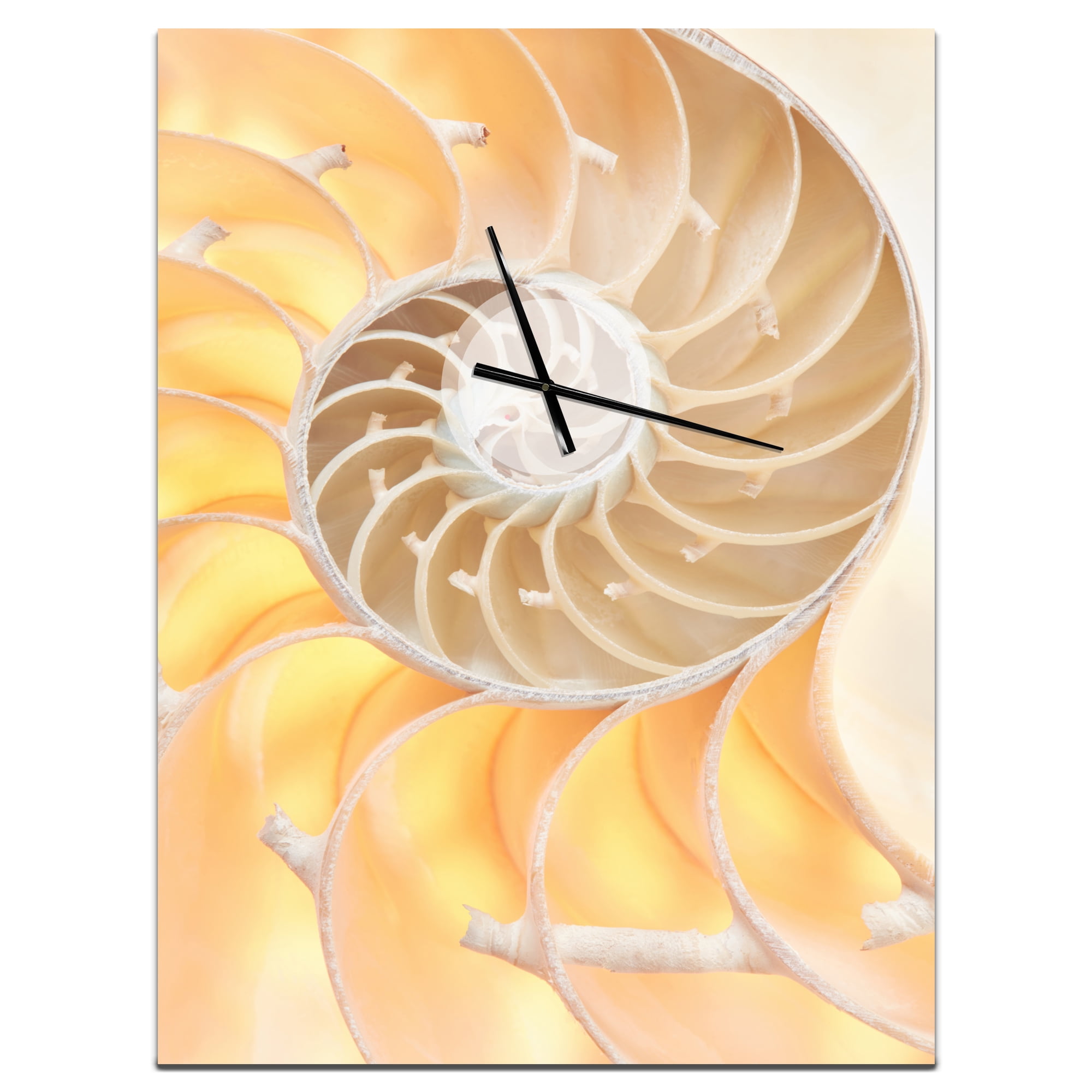 Designart 'Golden Nautilus Shell Pattern' Modern Wall Clock