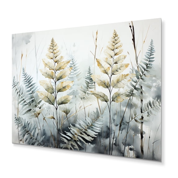 Designart "Golden Oasis Green Ferns" Floral Metal Wall Art