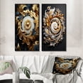 thumbnail image 1 of Designart "Golden Ornament Black Pattern" Abstract Spirals Framed Wall Art Set Of 2 - Transitional Gold Frame Gallery Set For Office Decor, 1 of 6