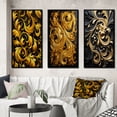 thumbnail image 1 of Designart "Golden Ornament Black Pattern III" Abstract Spirals Framed Wall Art Set Of 3 - Gold Transitional Frame Gallery Wall Set For Home Decor, 1 of 6