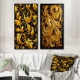 thumbnail image 1 of Designart "Golden Ornament Black Pattern V" Abstract Spirals Framed Wall Art Set Of 2 - Transitional Gold Gallery Wall Frame Set For Home Decor, 1 of 6