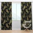 thumbnail image 1 of Designart 'Golden Pineapple On Black Horizantal' Mid-Century Modern Blackout Curtain Panel, 1 of 4