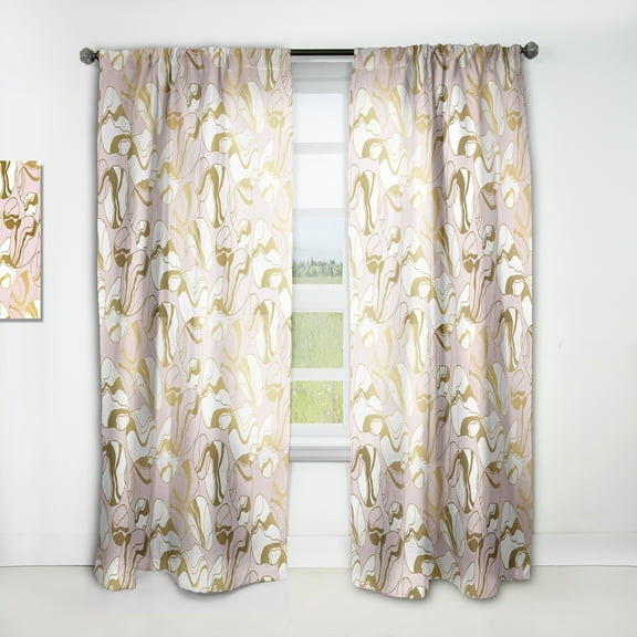 Designart 'Golden Pink Marble II' Mid-Century Modern Curtain Panel