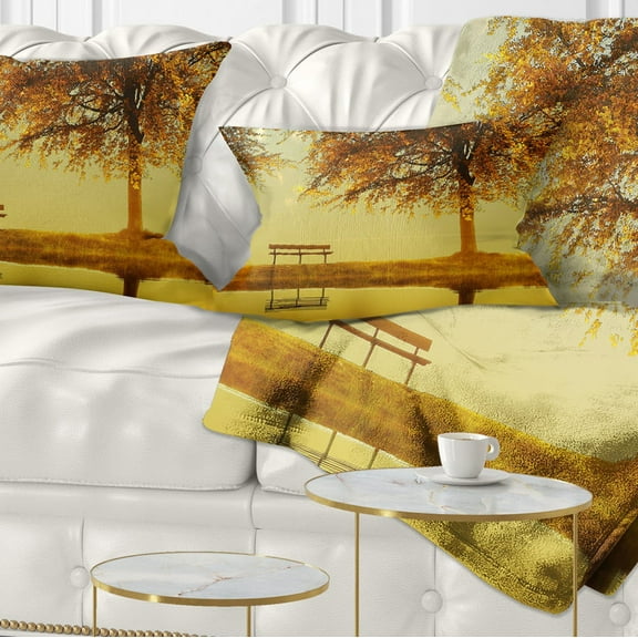Designart Golden Planet - Landscape Photography Throw Pillow - 12x20