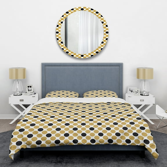 Designart 'Golden Polka Dot' Mid-Century Modern Duvet Cover Set