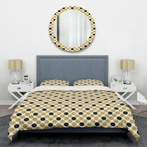 Designart 'Golden Polka Dot' Mid-Century Modern Duvet Cover Set